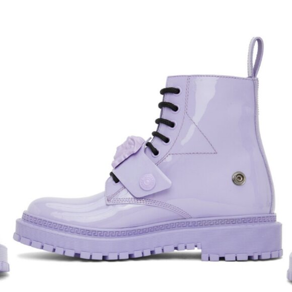 NEW Versace Lilac Lavender Light Purple Medusa Buckle Boots SIZE 40 - Picture 3 of 5